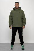 Купить Куртка молодежная мужская весенняя с капюшоном цвета хаки 803Kh, фото 9