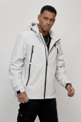 Купить Куртка молодежная мужская весенняя с капюшоном светло-серого цвета 803SS, фото 3