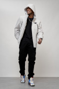 Купить Куртка молодежная мужская весенняя с капюшоном светло-серого цвета 803SS, фото 7