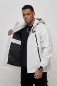 Купить Куртка молодежная мужская весенняя с капюшоном светло-серого цвета 803SS, фото 8