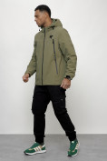 Купить Куртка молодежная мужская весенняя с капюшоном светло-зеленого цвета 803ZS, фото 2