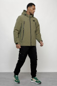 Купить Куртка молодежная мужская весенняя с капюшоном светло-зеленого цвета 803ZS, фото 3
