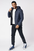 Купить Куртки мужские стеганная с капюшоном темно-синего цвета 805TS, фото 11