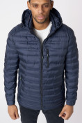 Купить Куртки мужские стеганная с капюшоном темно-синего цвета 805TS