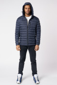 Купить Куртки мужские стеганная с капюшоном темно-синего цвета 805TS, фото 8