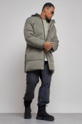 Купить Парка мужская зимняя удлиненная молодежная серого цвета 806Sr, фото 13