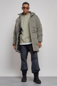 Купить Парка мужская зимняя удлиненная молодежная серого цвета 806Sr, фото 14