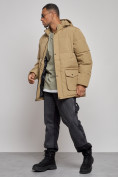 Купить Парка мужская зимняя удлиненная молодежная бежевого цвета 807B, фото 3