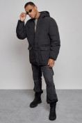 Купить Парка мужская зимняя удлиненная молодежная черного цвета 807Ch, фото 9