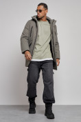 Купить Парка мужская зимняя удлиненная молодежная серого цвета 8305Sr, фото 14