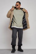 Купить Парка мужская зимняя удлиненная с мехом бежевого цвета 8318B, фото 13