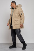 Купить Парка мужская зимняя удлиненная с мехом бежевого цвета 8318B, фото 2