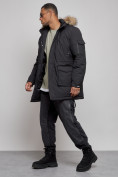 Купить Парка мужская зимняя удлиненная с мехом черного цвета 8318Ch, фото 2