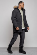 Купить Парка мужская зимняя удлиненная с мехом черного цвета 8318Ch, фото 3