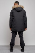 Купить Парка мужская зимняя удлиненная с мехом черного цвета 8318Ch, фото 4