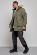 Купить Парка мужская зимняя удлиненная с мехом цвета хаки 8318Kh, фото 2