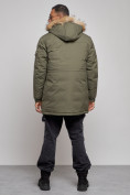 Купить Парка мужская зимняя удлиненная с мехом цвета хаки 8318Kh, фото 4