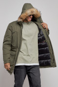Купить Парка мужская зимняя удлиненная с мехом цвета хаки 8318Kh, фото 6