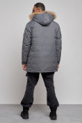 Купить Парка мужская зимняя удлиненная с мехом темно-серого цвета 8318TC, фото 4