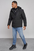 Купить Куртка зимняя молодежная мужская с капюшоном черного цвета 8320Ch, фото 12