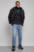 Купить Куртка зимняя молодежная мужская с капюшоном черного цвета 8320Ch, фото 14