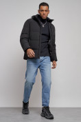 Купить Куртка зимняя молодежная мужская с капюшоном черного цвета 8320Ch, фото 15