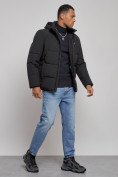 Купить Куртка зимняя молодежная мужская с капюшоном черного цвета 8320Ch, фото 2