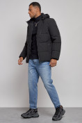 Купить Куртка зимняя молодежная мужская с капюшоном черного цвета 8320Ch, фото 3