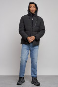 Купить Куртка зимняя молодежная мужская с капюшоном черного цвета 8320Ch, фото 5