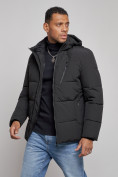 Купить Куртка зимняя молодежная мужская с капюшоном черного цвета 8320Ch, фото 9