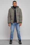 Купить Куртка зимняя молодежная мужская с капюшоном цвета хаки 8320Kh
