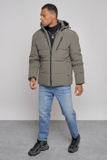 Купить Куртка зимняя молодежная мужская с капюшоном цвета хаки 8320Kh, фото 10
