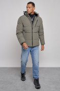 Купить Куртка зимняя молодежная мужская с капюшоном цвета хаки 8320Kh, фото 11