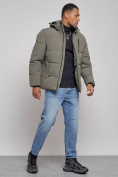 Купить Куртка зимняя молодежная мужская с капюшоном цвета хаки 8320Kh, фото 2