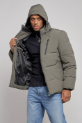 Купить Куртка зимняя молодежная мужская с капюшоном цвета хаки 8320Kh, фото 6