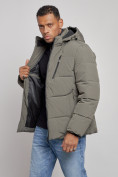 Купить Куртка зимняя молодежная мужская с капюшоном цвета хаки 8320Kh, фото 8