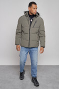 Купить Куртка зимняя молодежная мужская с капюшоном цвета хаки 8320Kh, фото 9