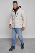 Купить Куртка зимняя молодежная мужская с капюшоном светло-бежевого цвета 8320SB, фото 11