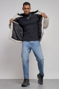 Купить Куртка зимняя молодежная мужская с капюшоном светло-бежевого цвета 8320SB, фото 13