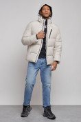 Купить Куртка зимняя молодежная мужская с капюшоном светло-бежевого цвета 8320SB, фото 5
