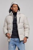 Купить Куртка зимняя молодежная мужская с капюшоном светло-бежевого цвета 8320SB, фото 6