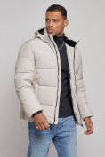 Купить Куртка зимняя молодежная мужская с капюшоном светло-бежевого цвета 8320SB, фото 7