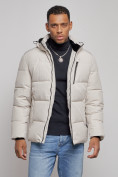 Купить Куртка зимняя молодежная мужская с капюшоном светло-бежевого цвета 8320SB, фото 9