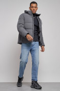 Купить Куртка зимняя молодежная мужская с капюшоном темно-серого цвета 8320TC, фото 14