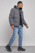 Купить Куртка зимняя молодежная мужская с капюшоном темно-серого цвета 8320TC, фото 3