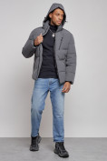 Купить Куртка зимняя молодежная мужская с капюшоном темно-серого цвета 8320TC, фото 5