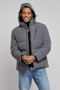 Купить Куртка зимняя молодежная мужская с капюшоном темно-серого цвета 8320TC, фото 6