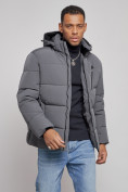 Купить Куртка зимняя молодежная мужская с капюшоном темно-серого цвета 8320TC, фото 7