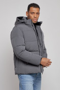 Купить Куртка зимняя молодежная мужская с капюшоном темно-серого цвета 8320TC, фото 9