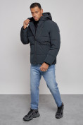 Купить Куртка зимняя молодежная мужская с капюшоном темно-синего цвета 8320TS, фото 11